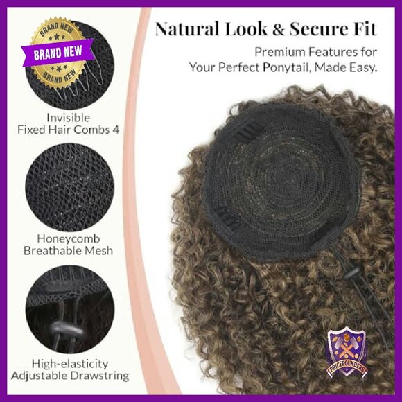 10-Inch Afro Puff Ponytail Extension with 4 Invisible Clips main image 8
